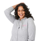 Argus Eco Fleece Full Zip Hoodie for Women Embroidery - Heather Grey - Left Angle On Model