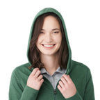 Argus Eco Fleece Full Zip Hoodie for Women Embroidery - Juniper Heather - Front On Model 2