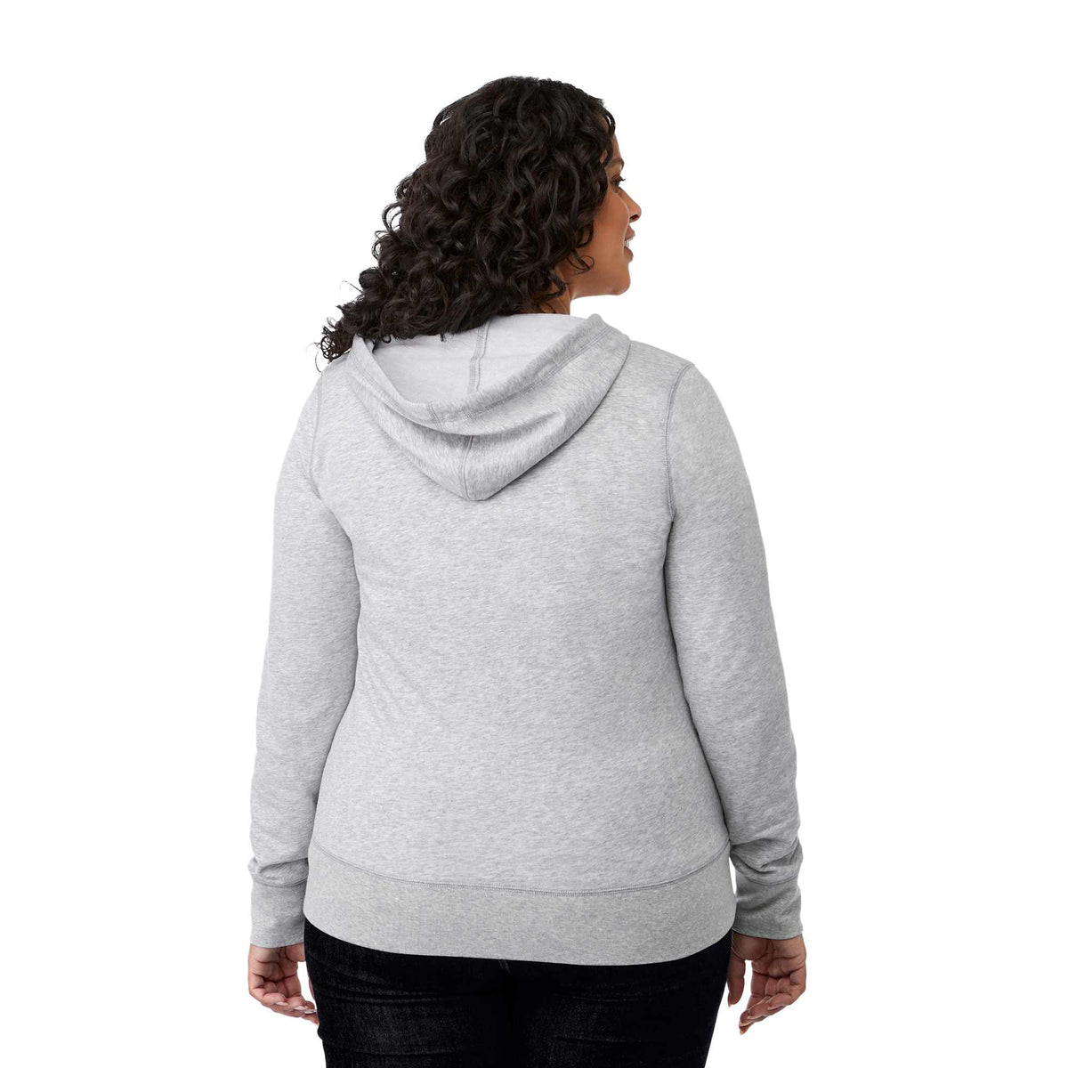 Argus Eco Fleece Full Zip Hoodie for Women Transfer - Heather Grey - Back On Model