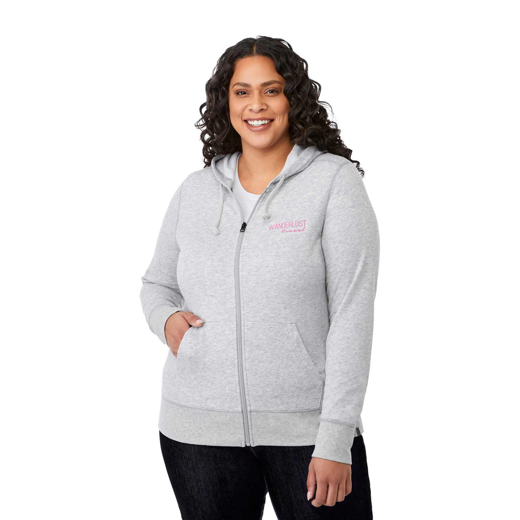 Argus Eco Fleece Full Zip Hoodie for Women Transfer - Heather Grey - Front On Model