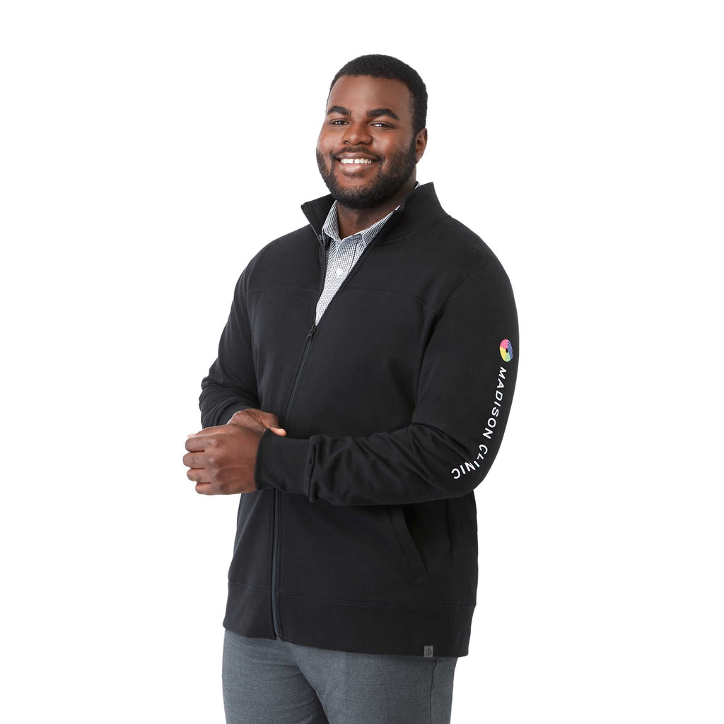 Argus Eco Fleece Full Zip Jacket for Men Embroidery - Black - Left Angle On Model 2