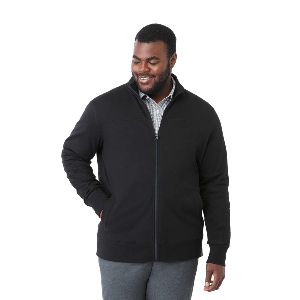 Argus Eco Fleece Full Zip Jacket for Men Transfer - Black - Front On Model
