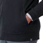 Argus Eco Fleece Full Zip Jacket for Men Transfer - Black - Left Angle On Model Pocket
