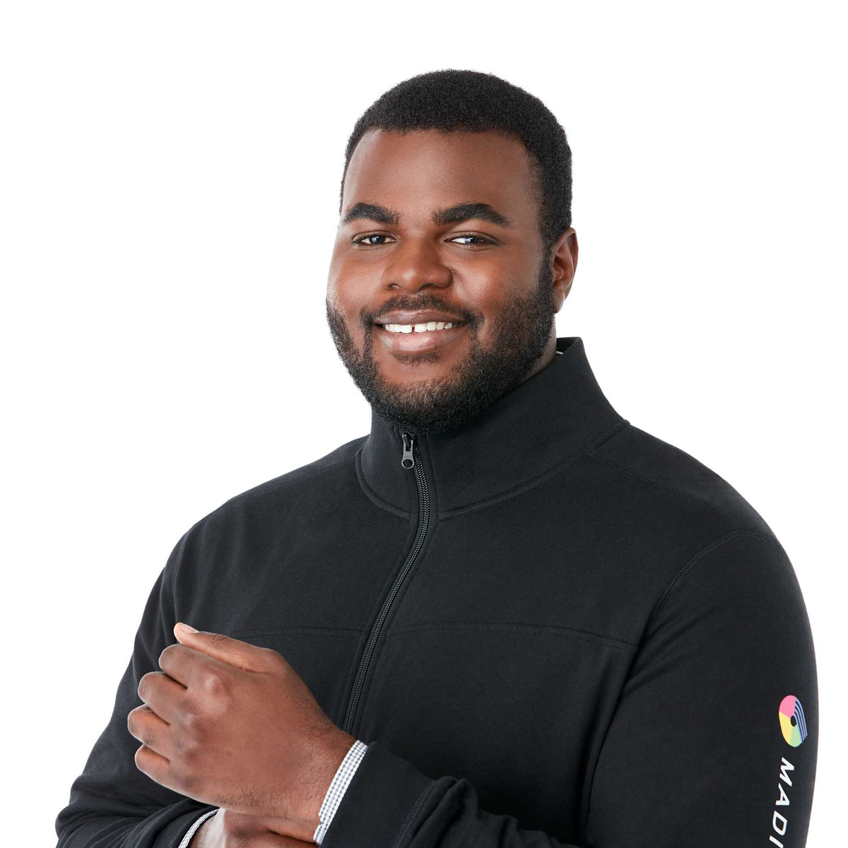 Argus Eco Fleece Full Zip Jacket for Men Transfer - Black - Left Angle On Model