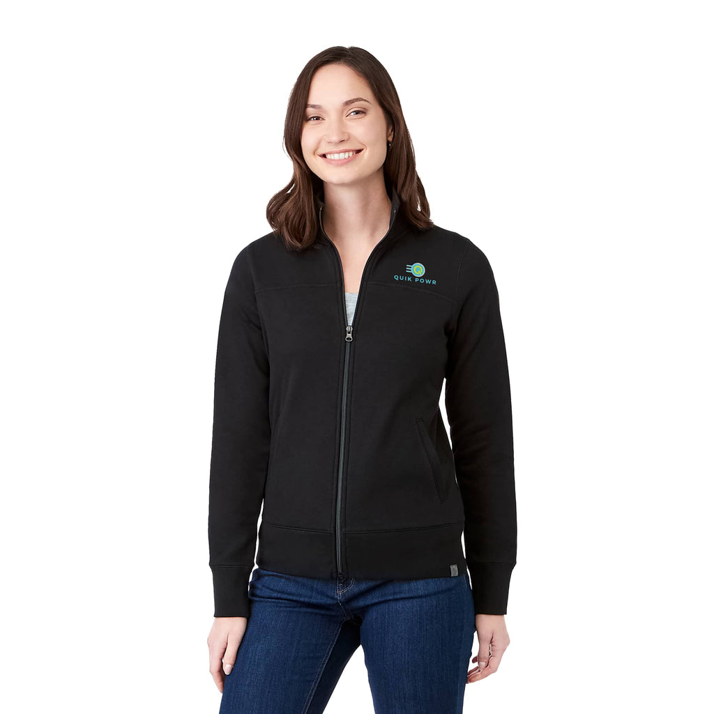 Argus Eco Fleece Full Zip Jacket for Women Transfer - Black - Front On Model 2