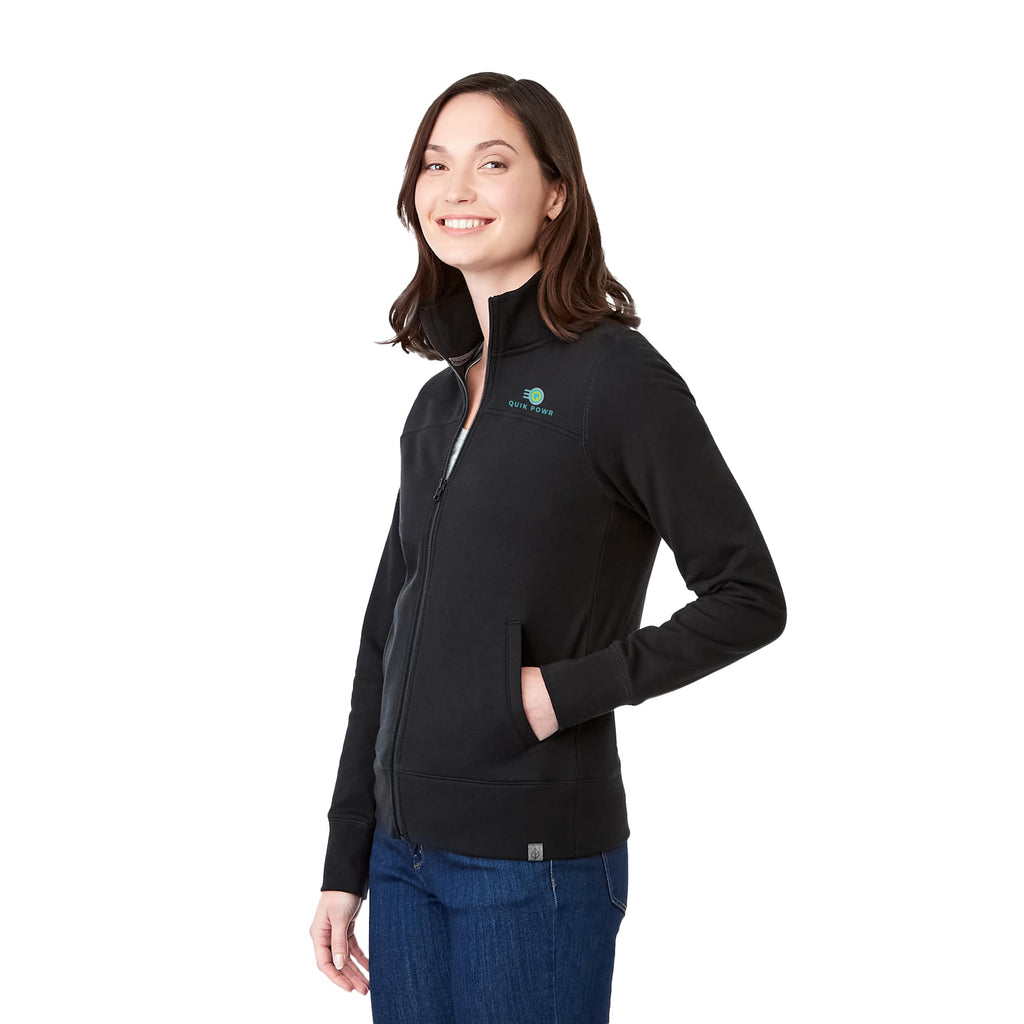 Argus Eco Fleece Full Zip Jacket for Women Transfer - Black - Left Angle On Model