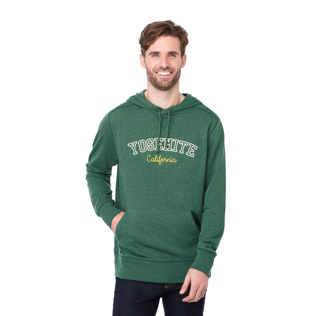 Argus Eco Fleece Pullover Hoodie for Men Transfer - Juniper Heather - Front On Model 2