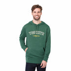 Argus Eco Fleece Pullover Hoodie for Men Transfer - Juniper Heather - Front On Model 2