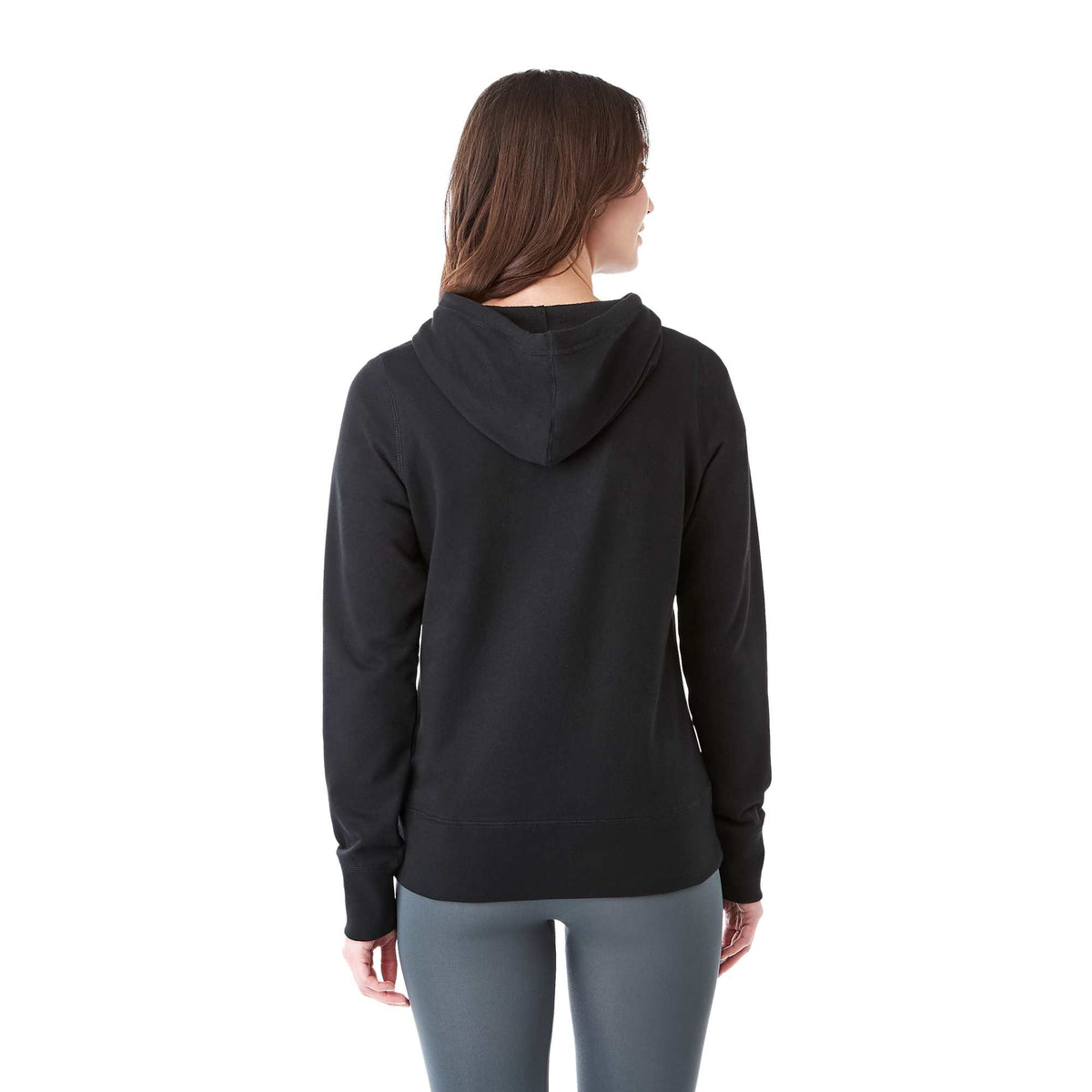 Argus Eco Fleece Pullover Hoodie for Women Embroidery - Black - Back On Model