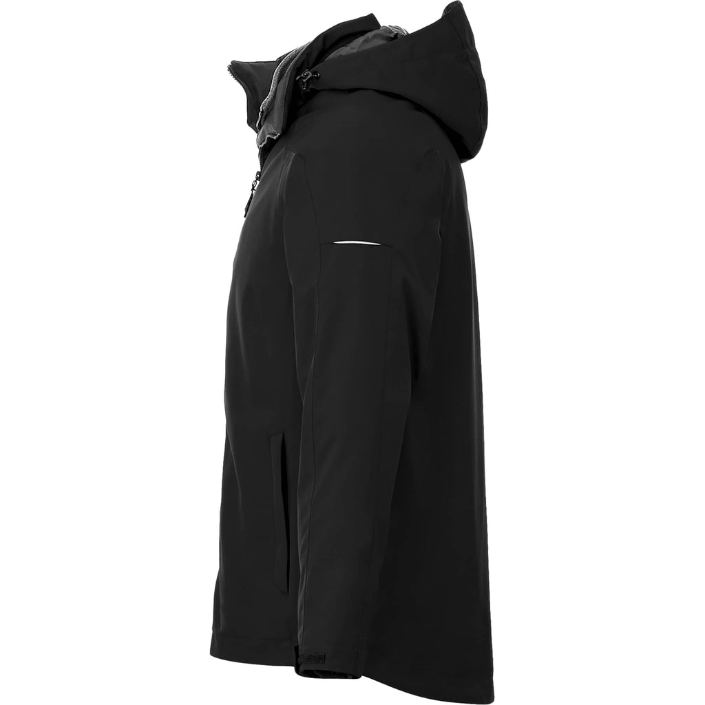 Arlington 3-in-1 Waterproof Jacket with Fleece Liner for Men Debossing - Black/Heather Dark Charcoal - Left Side