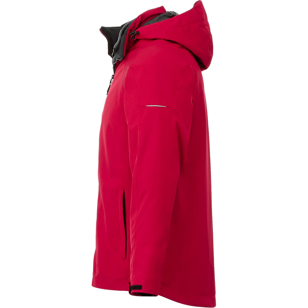 Arlington 3-in-1 Waterproof Jacket with Fleece Liner for Men Debossing - Team Red/Heather Dark Charcoal - Left Side