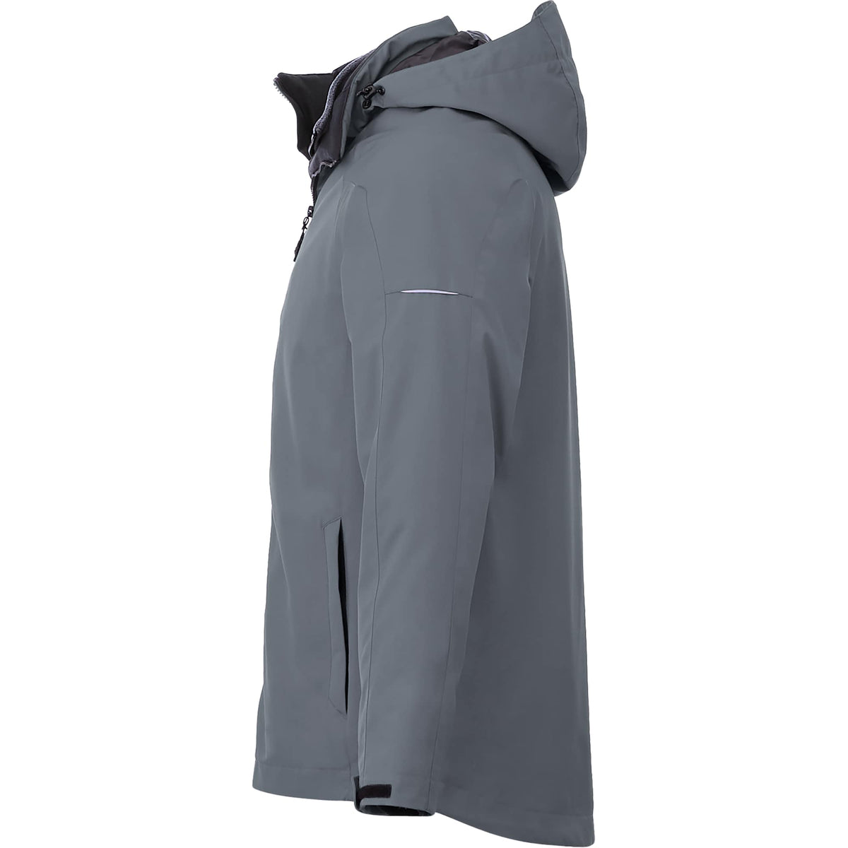 Arlington 3-in-1 Waterproof Jacket with Fleece Liner for Men Embroidery - Quarry/Heather Dark Charcoal - Left Side