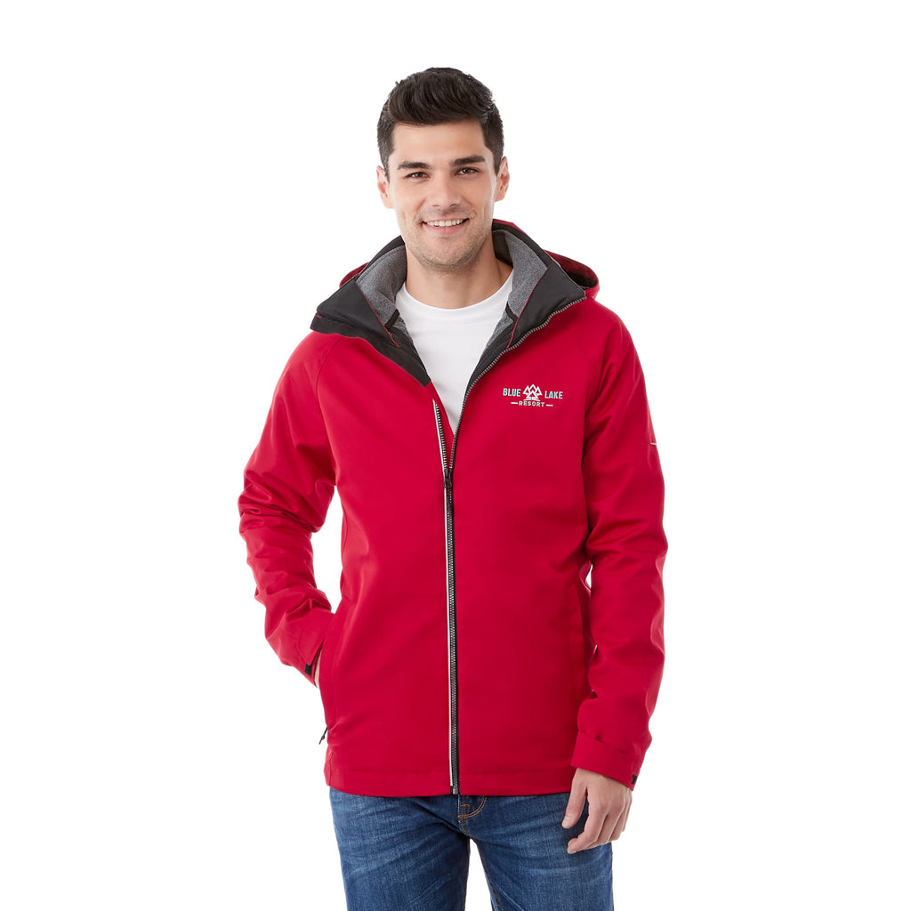 Arlington 3-in-1 Waterproof Jacket with Fleece Liner for Men Embroidery - Team Red/Heather Dark Charcoal - Front Flat