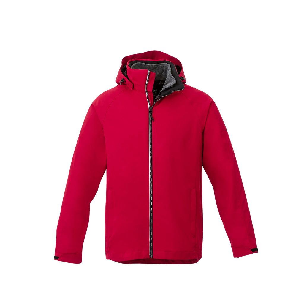 Arlington 3-in-1 Waterproof Jacket with Fleece Liner for Men Embroidery - Team Red/Heather Dark Charcoal - Front Flat 2