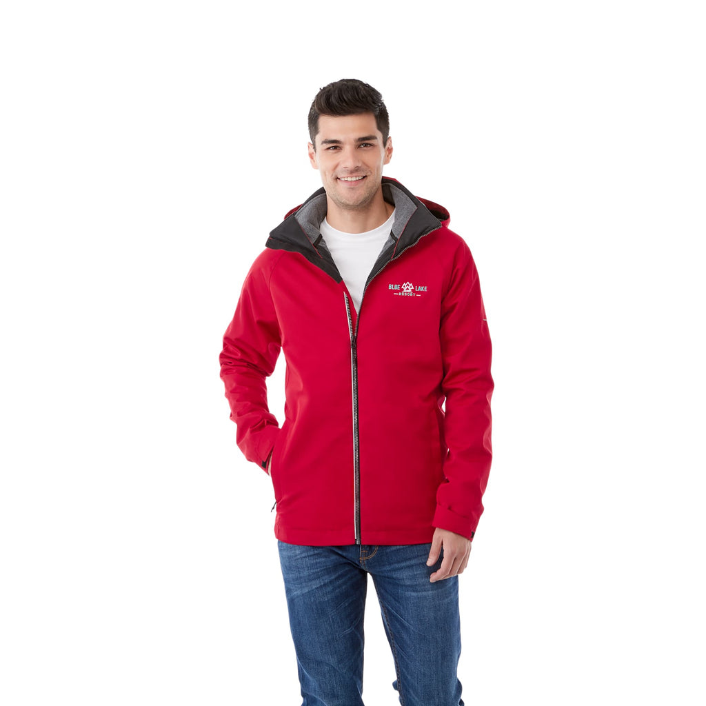 Arlington 3-in-1 Waterproof Jacket with Fleece Liner for Men Embroidery - Team Red/Heather Dark Charcoal - Front Inside
