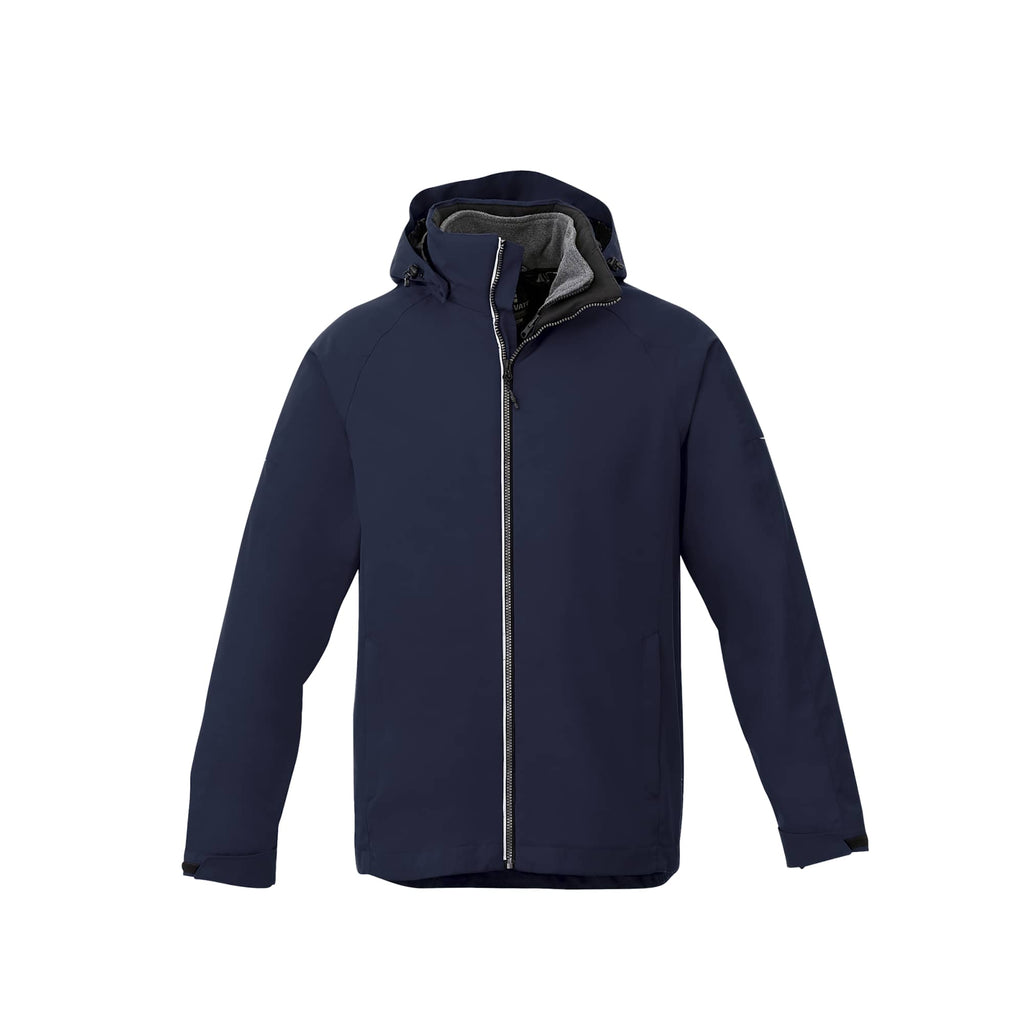 Arlington 3-in-1 Waterproof Jacket with Fleece Liner for Men Embroidery - Vintage Navy/Hthr Dk Charcoal - Front Flat
