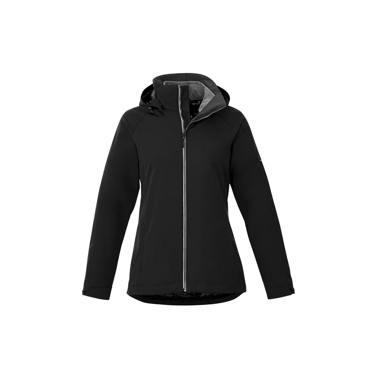 Arlington 3-in-1 Waterproof Jacket with Fleece Liner for Women Debossing - Black/Heather Dark Charcoal - Front Flat