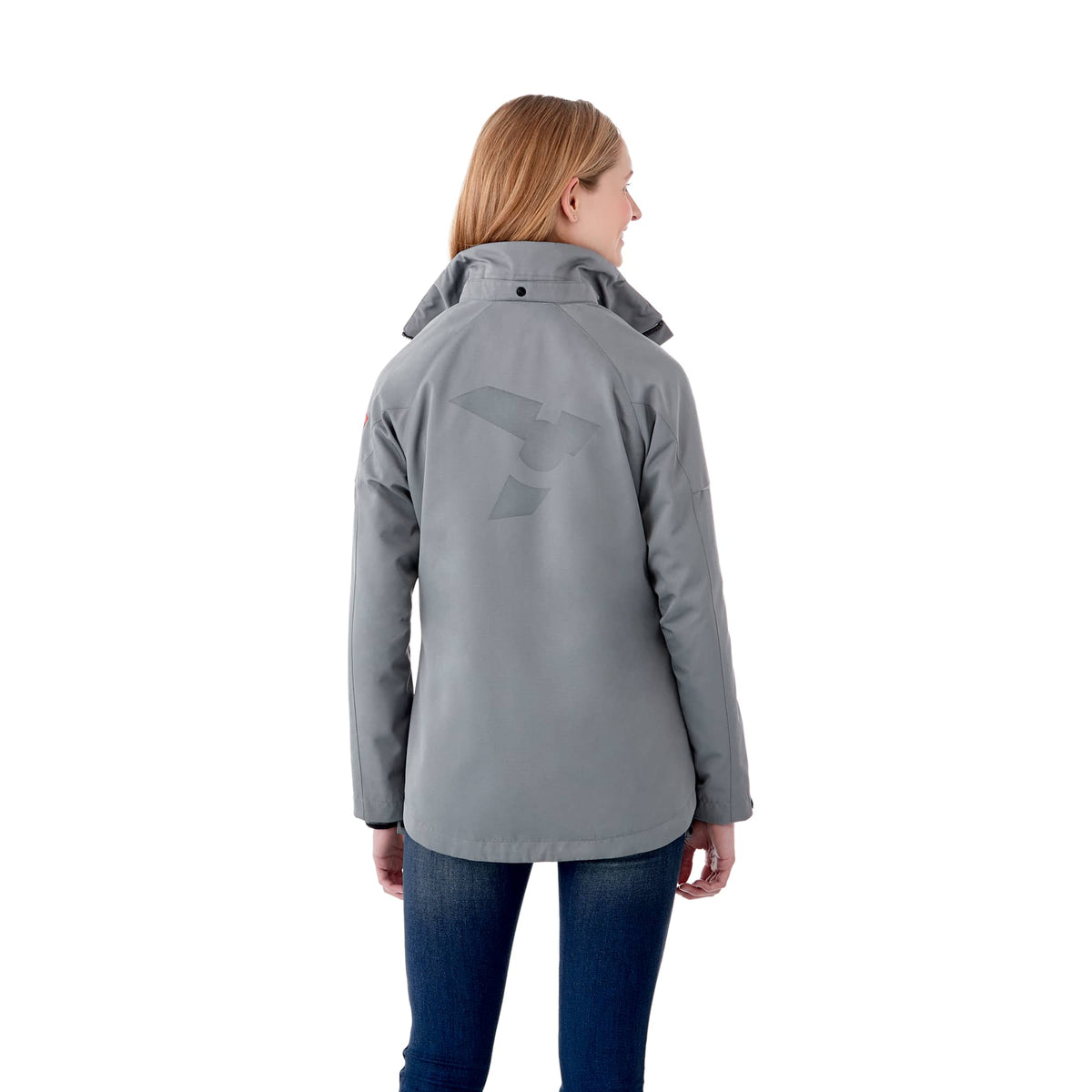 Arlington 3-in-1 Waterproof Jacket with Fleece Liner for Women Debossing - Quarry/Heather Dark Charcoal - Back Flat