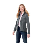 Arlington 3-in-1 Waterproof Jacket with Fleece Liner for Women Debossing - Quarry/Heather Dark Charcoal - On Model