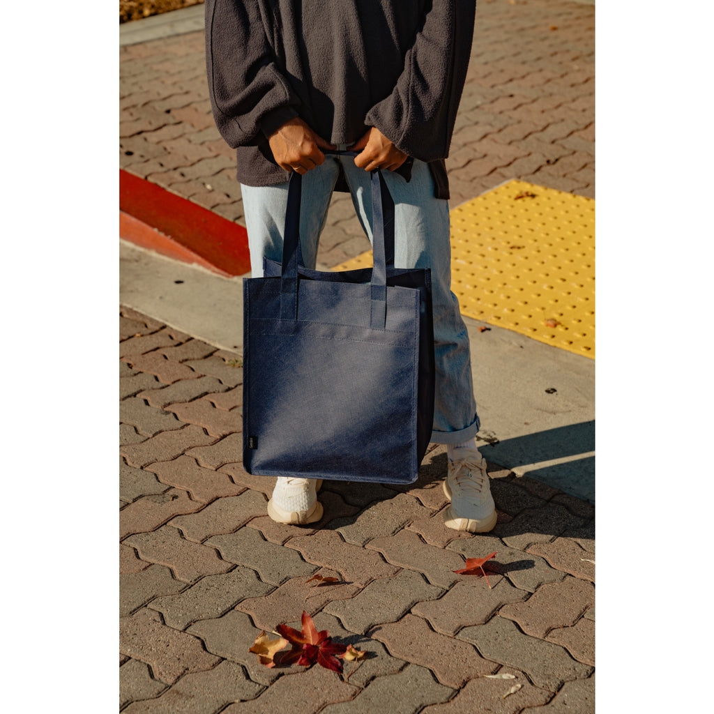 Arlo Deluxe Shopping Bag in Recycled Non-Woven - Navy - View 4