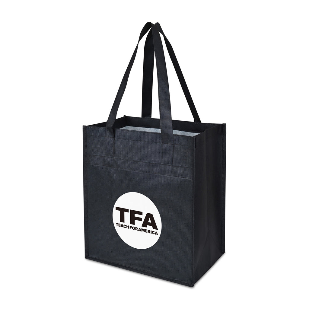 Arlo Deluxe Shopping Bag in Recycled Non-Woven Transfer - Black - View 2