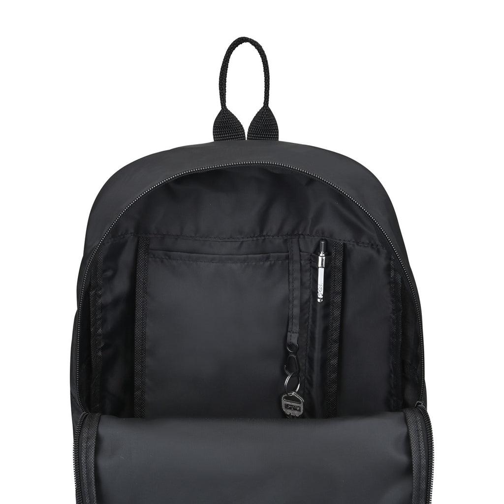 Arlo Recycled Backpack with Key Leash Embroidery - Black - View 3
