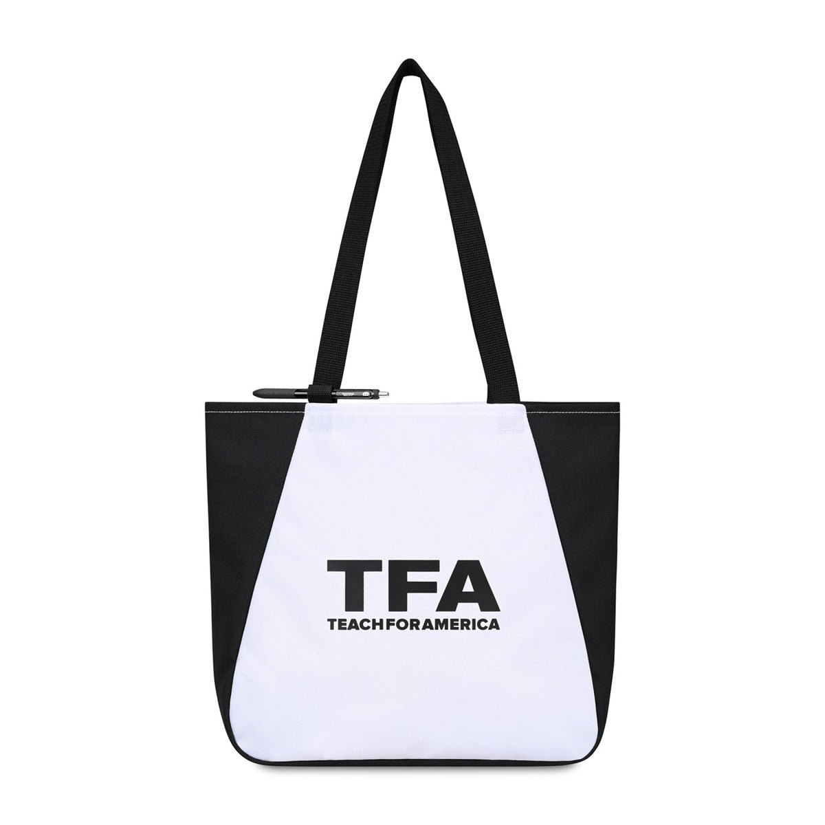 Arlo Recycled Tote Bag with Pen Loop Embroidery - Black - View 1