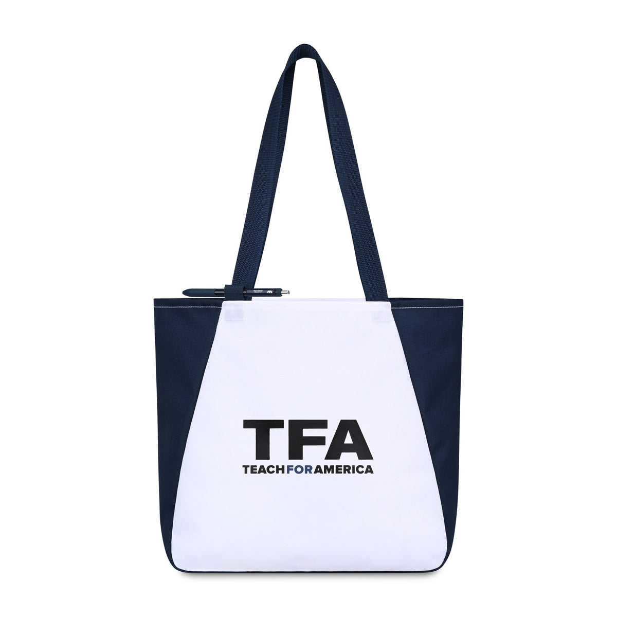 Arlo Recycled Tote Bag with Pen Loop Embroidery - Navy - View 1