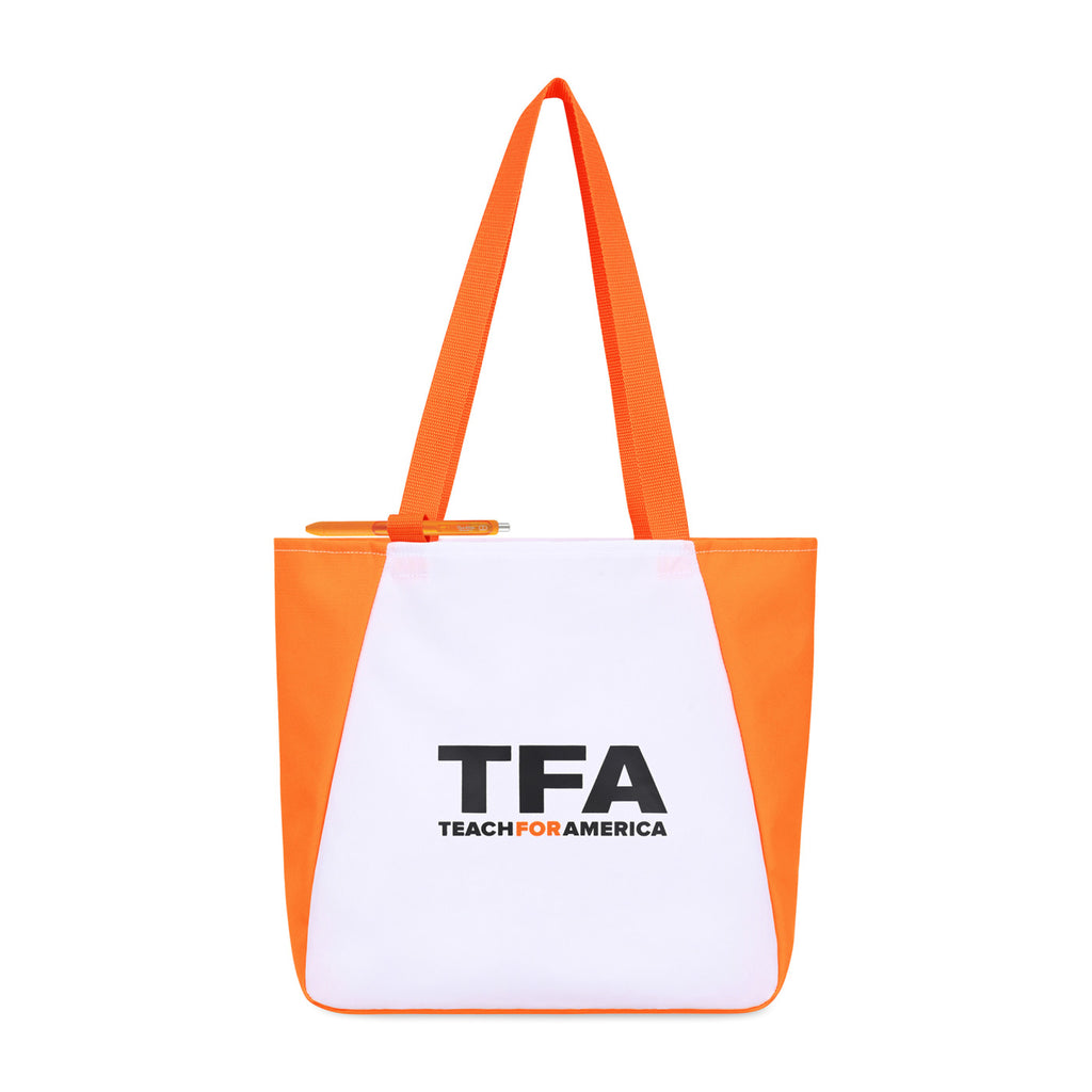 Arlo Recycled Tote Bag with Pen Loop Embroidery - Orange - View 1