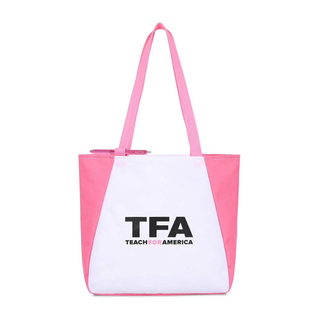 Arlo Recycled Tote Bag with Pen Loop Embroidery - Pink - View 1