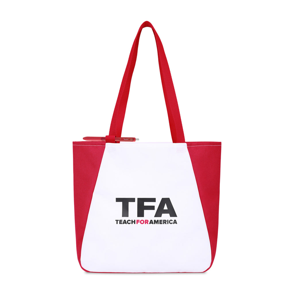 Arlo Recycled Tote Bag with Pen Loop Embroidery - Red - View 1