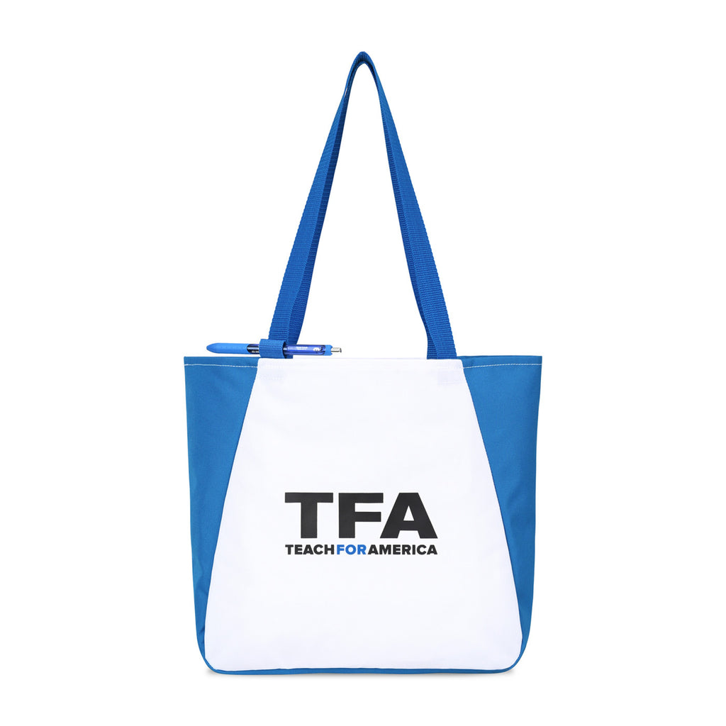 Arlo Recycled Tote Bag with Pen Loop Embroidery - Royal Blue - View 1