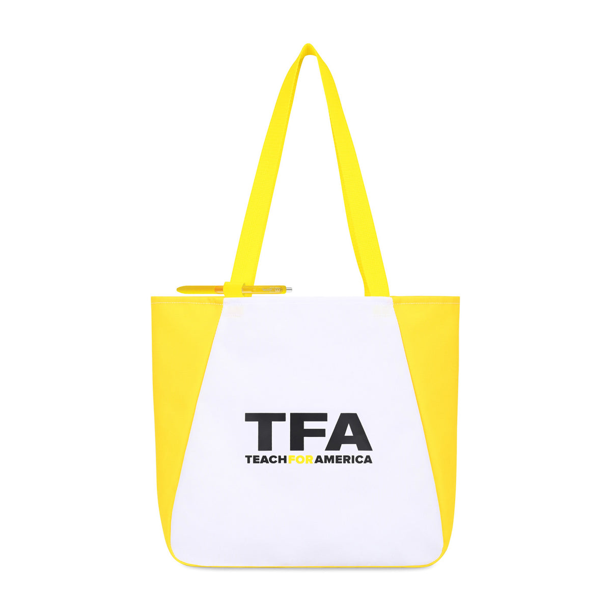 Arlo Recycled Tote Bag with Pen Loop Embroidery - Yellow - View 1