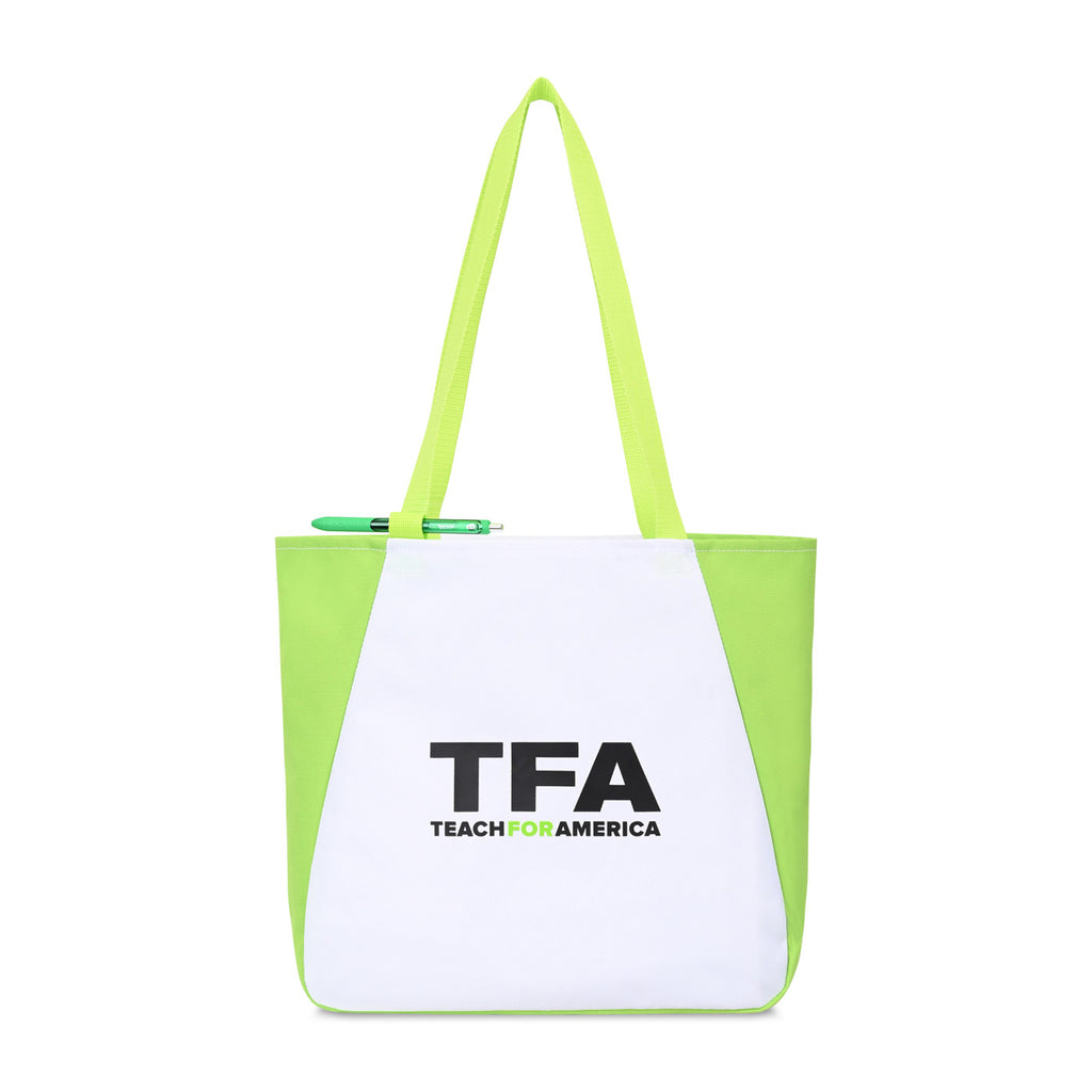 Arlo Recycled Tote Bag with Pen Loop - Lime Green - View 1