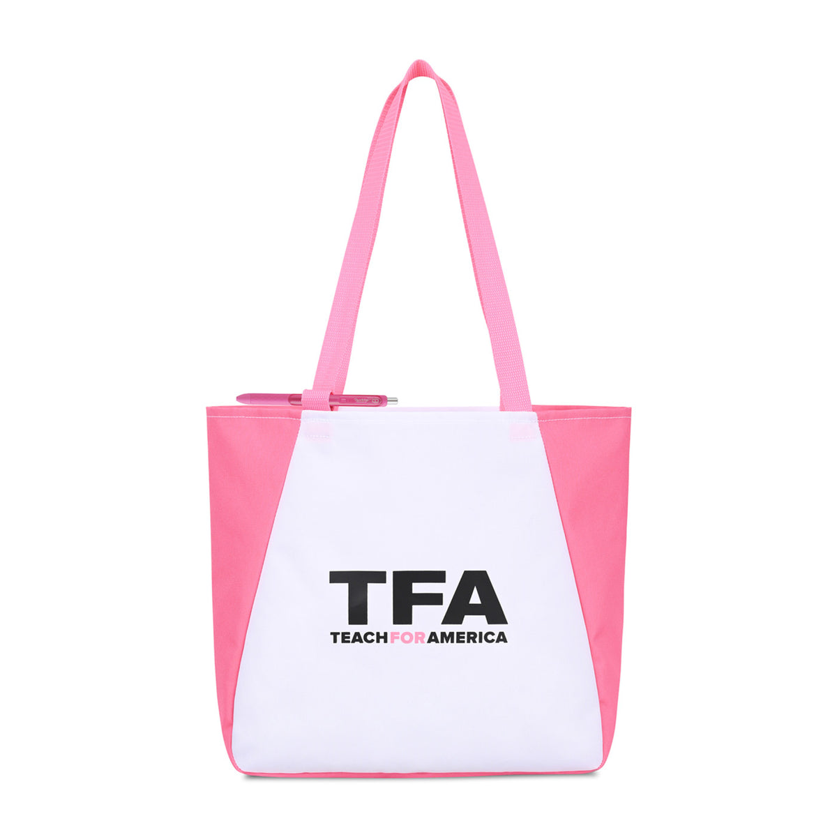Arlo Recycled Tote Bag with Pen Loop - Pink - View 1