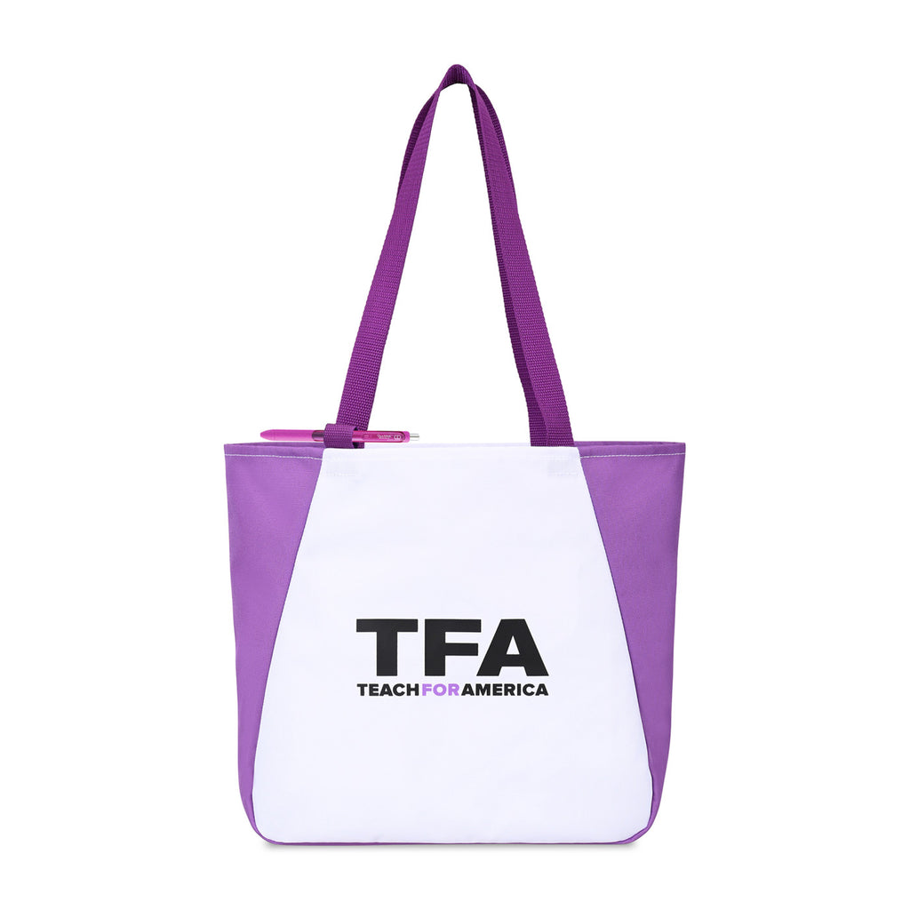Arlo Recycled Tote Bag with Pen Loop - Purple - View 1