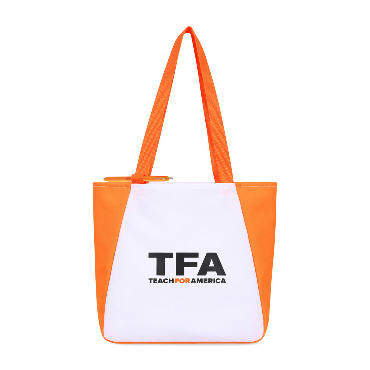Arlo Recycled Tote Bag with Pen Loop Transfer - Orange - View 1