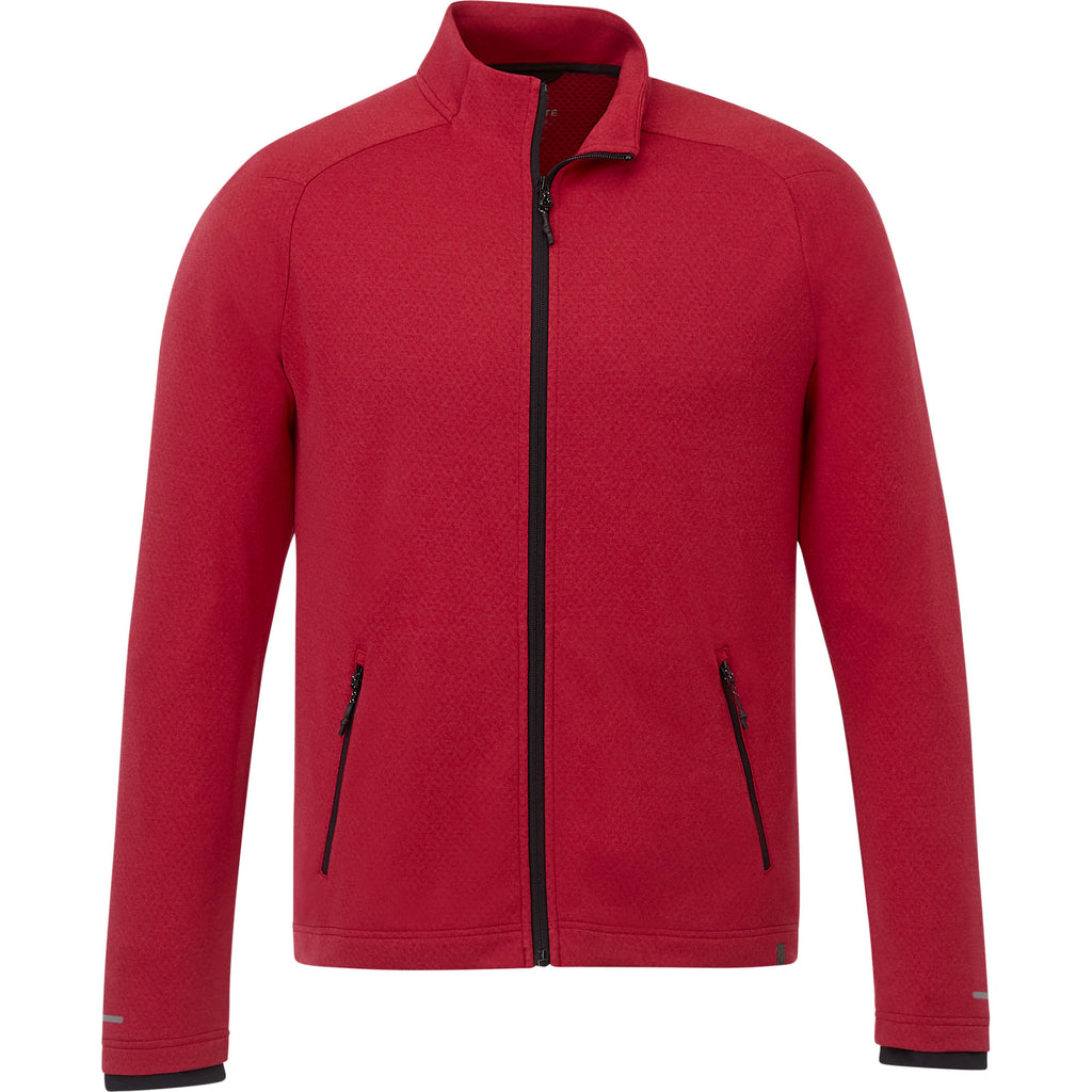 Asgard Eco Knit Full Zip Jacket for Men Debossing - Team Red Heather - Front