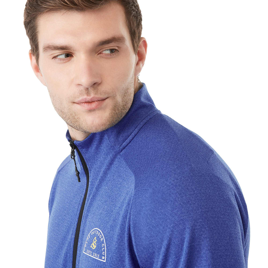 Asgard Eco Knit Full Zip Jacket for Men Embroidery - New Royal Heather - Left Angle On Model