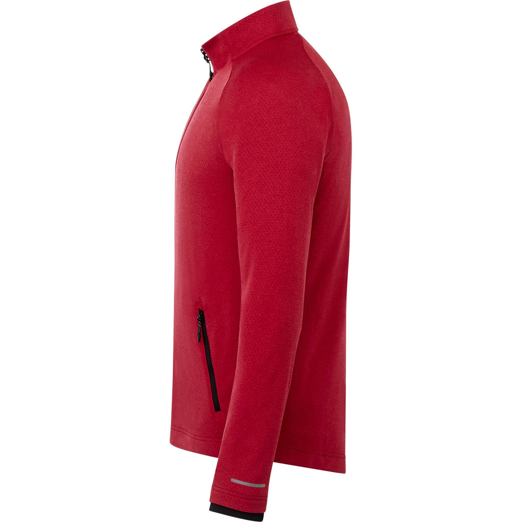 Asgard Eco Knit Full Zip Jacket for Men Embroidery - Team Red Heather - Left Side