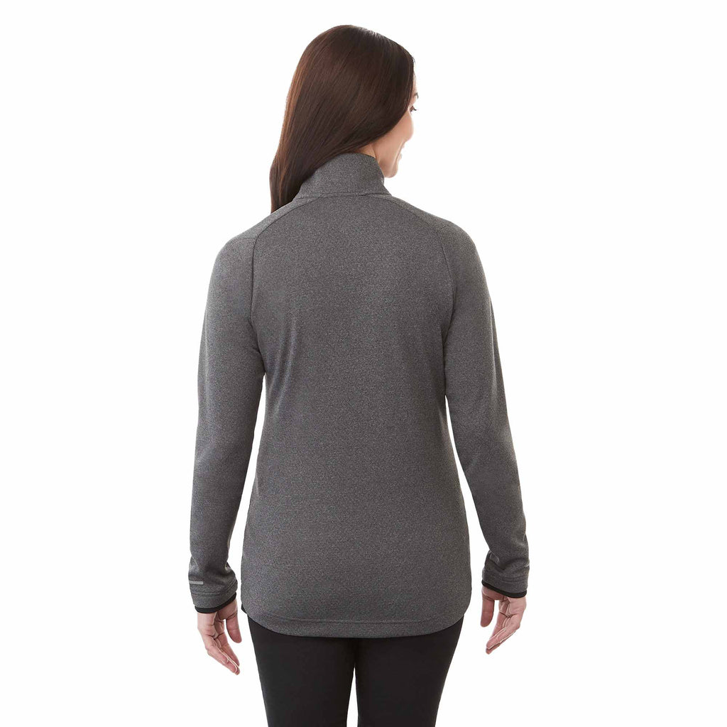Asgard Eco Knit Full Zip Jacket for Women Laser Engraving - Heather Dark Charcoal - Back On Model