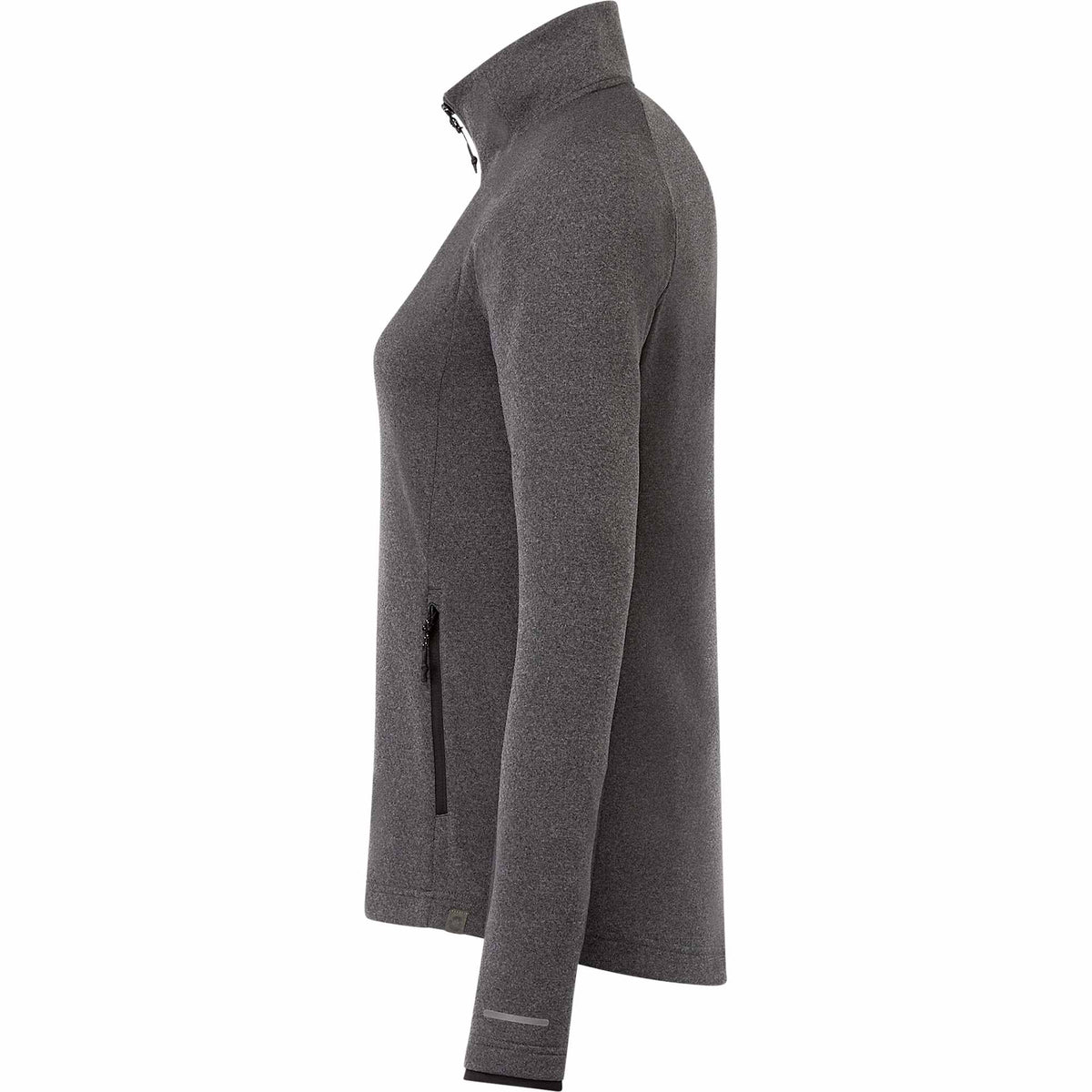 Asgard Eco Knit Full Zip Jacket for Women Laser Engraving - Heather Dark Charcoal - Left Side