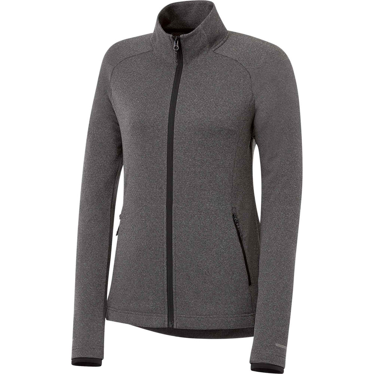 Asgard Eco Knit Full Zip Jacket for Women Laser Engraving - Heather Dark Charcoal - Right Angle