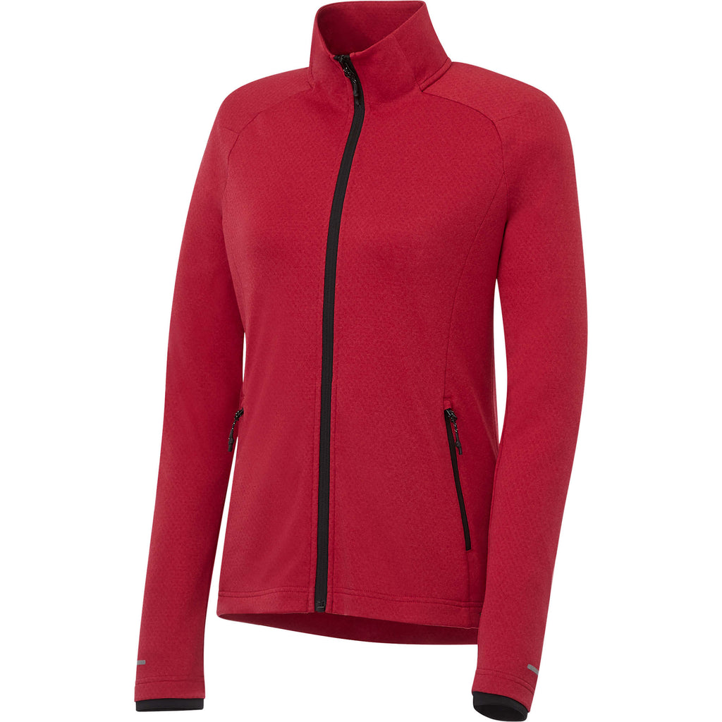 Asgard Eco Knit Full Zip Jacket for Women Laser Engraving - Team Red Heather - Right Angle