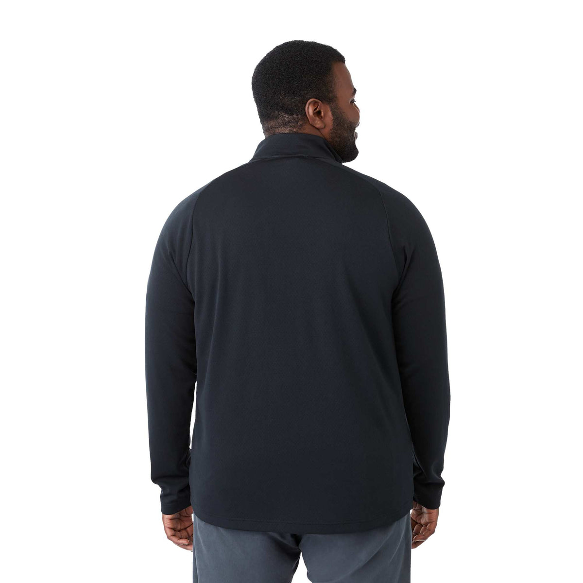 Asgard Eco Knit Quarter Zip for Men Debossing - Black - Back On Model