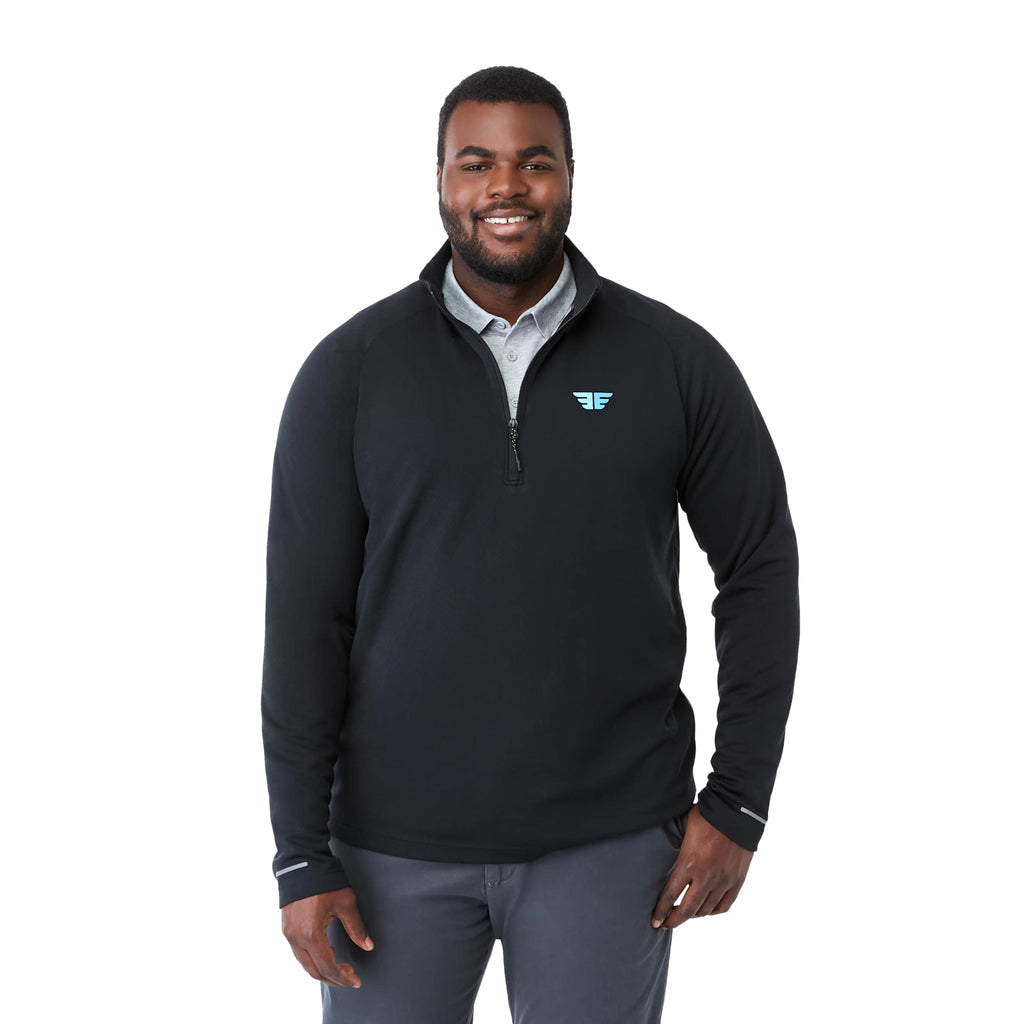 Asgard Eco Knit Quarter Zip for Men Debossing - Black - Front On Model 2
