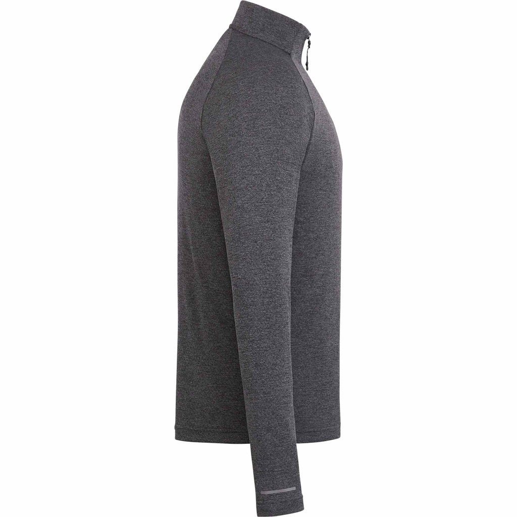 Asgard Eco Knit Quarter Zip for Men Laser Engraving - Heather Dark Charcoal - Right Side