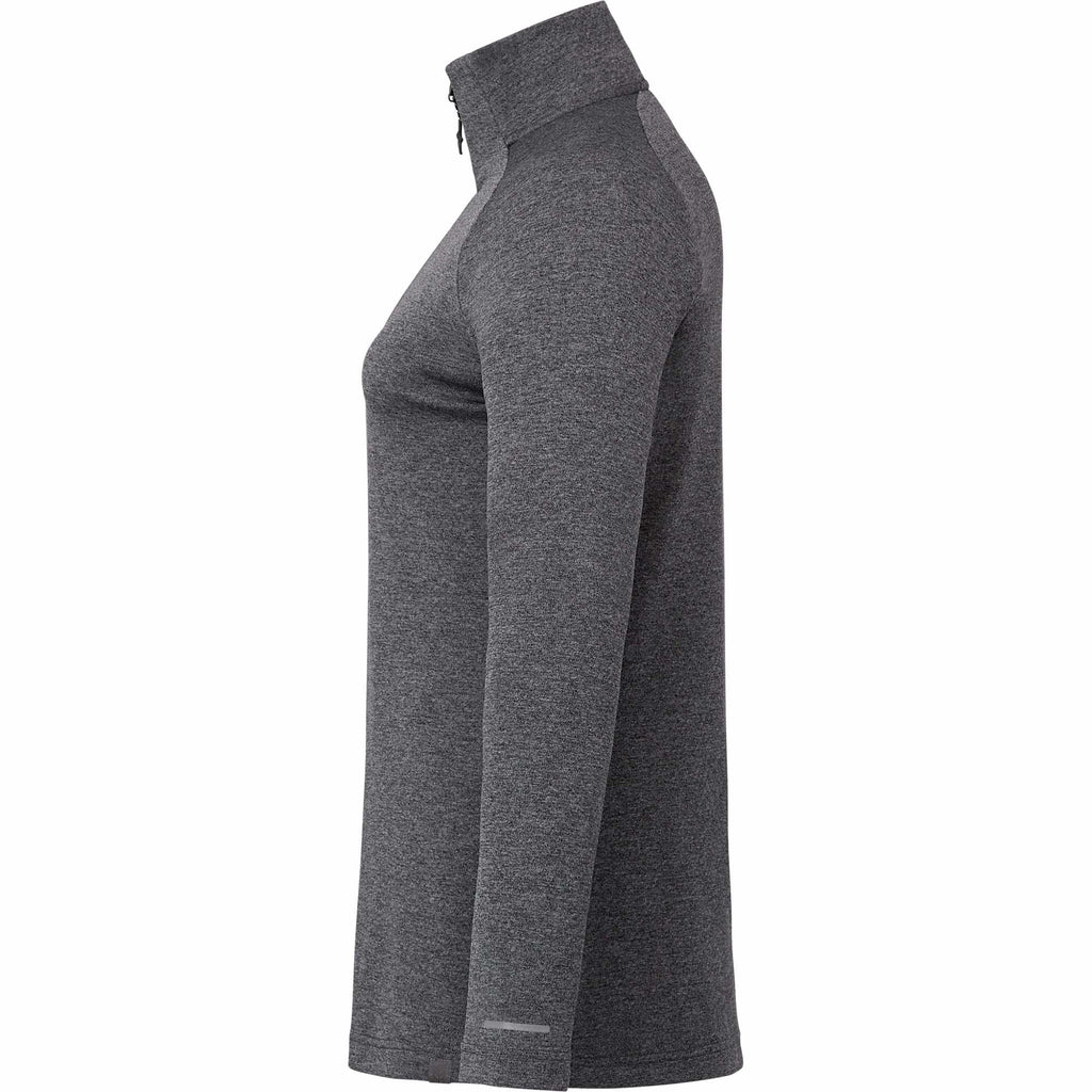 Asgard Textured Eco Knit Half Zip for Women Debossing - Heather Dark Charcoal - Left Side