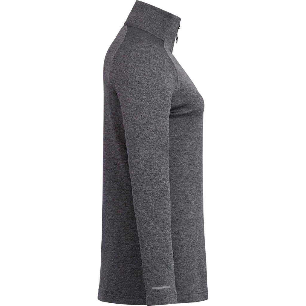 Asgard Textured Eco Knit Half Zip for Women Debossing - Heather Dark Charcoal - Right Side