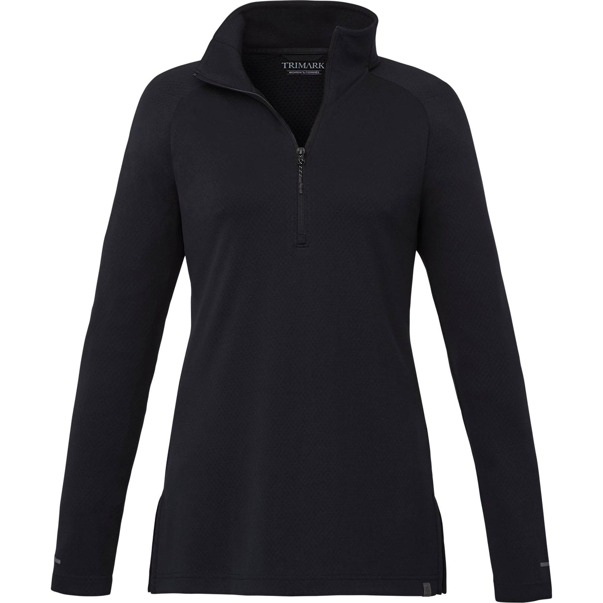 Asgard Textured Eco Knit Half Zip for Women Embroidery - Black - Front